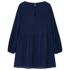Girls Navy Blue Pleated Dress, 1, hi-res
