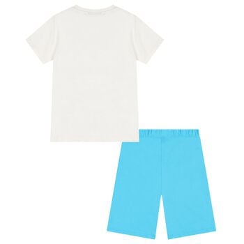 Boys White & Blue Nasa Shorts Set