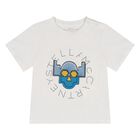 Younger Boys White Robot Logo T-Shirt, 1, hi-res