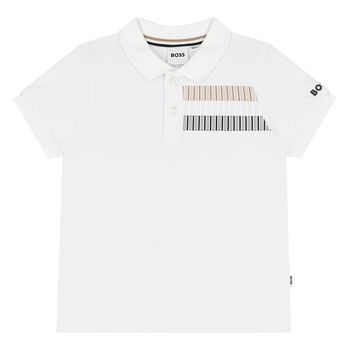 Younger Boys White Logo Polo Shirt
