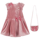 Girls Pink Bow Dress & Bag Set, 2, hi-res