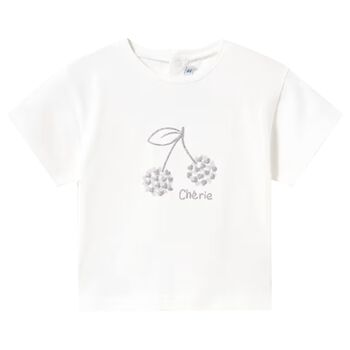 Younger Girls White Cherry T-Shirt
