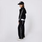 Girls Black Logo Hooded Zip Up Top, 1, hi-res