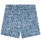 Younger Boys Blue Logo Shorts, 1, hi-res