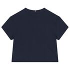 Girls Navy Blue Logo T-Shirt, 1, hi-res
