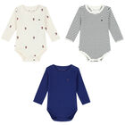 Baby Boys Multi-Colored Logo Ribbed Bodysuits (3-Pack), 1, hi-res