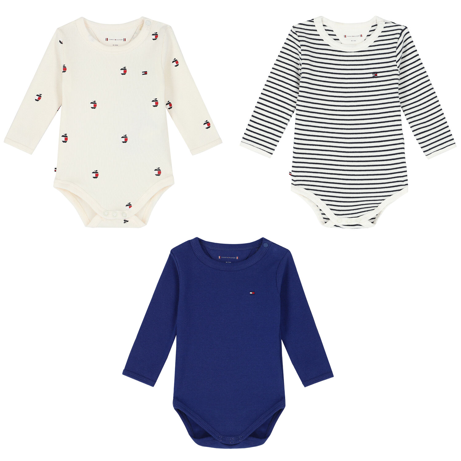 Baby Boys Multi-Colored Logo Ribbed Bodysuits (3-Pack), 1, hi-res