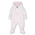 Baby Girls Pink Elephant Logo Snowsuit, 1, hi-res