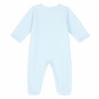 Boys Blue Velour Babygrow, 1, hi-res