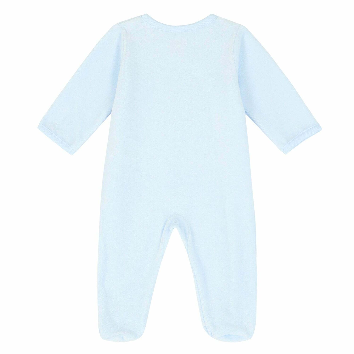 Boys Blue Velour Babygrow, 1, hi-res