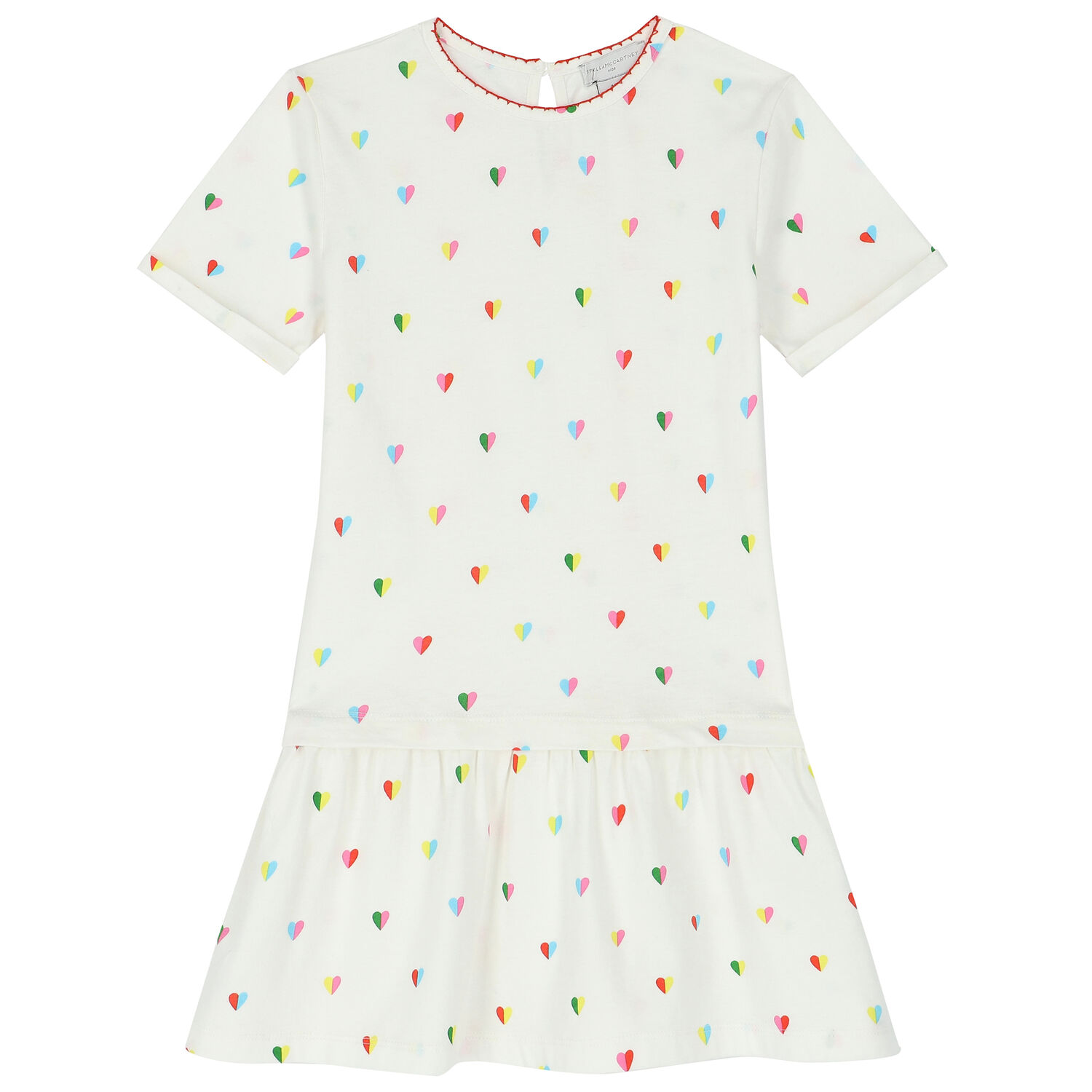 Girls Ivory Hearts Dress, 1, hi-res