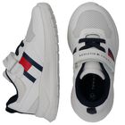 Boys White Logo Trainers, 1, hi-res