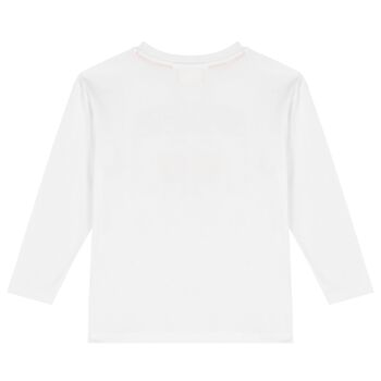 Girls White Logo Long Sleeve Top