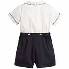 Baby Boys White & Navy Shorts Set, 1, hi-res
