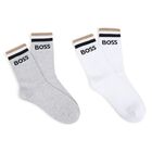 Boys White & Grey Logo Socks ( 2-Pack ), 1, hi-res