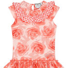 Girls Coral Roses Dress, 1, hi-res