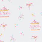 Baby Girls White & Pink Carousel Blanket, 1, hi-res