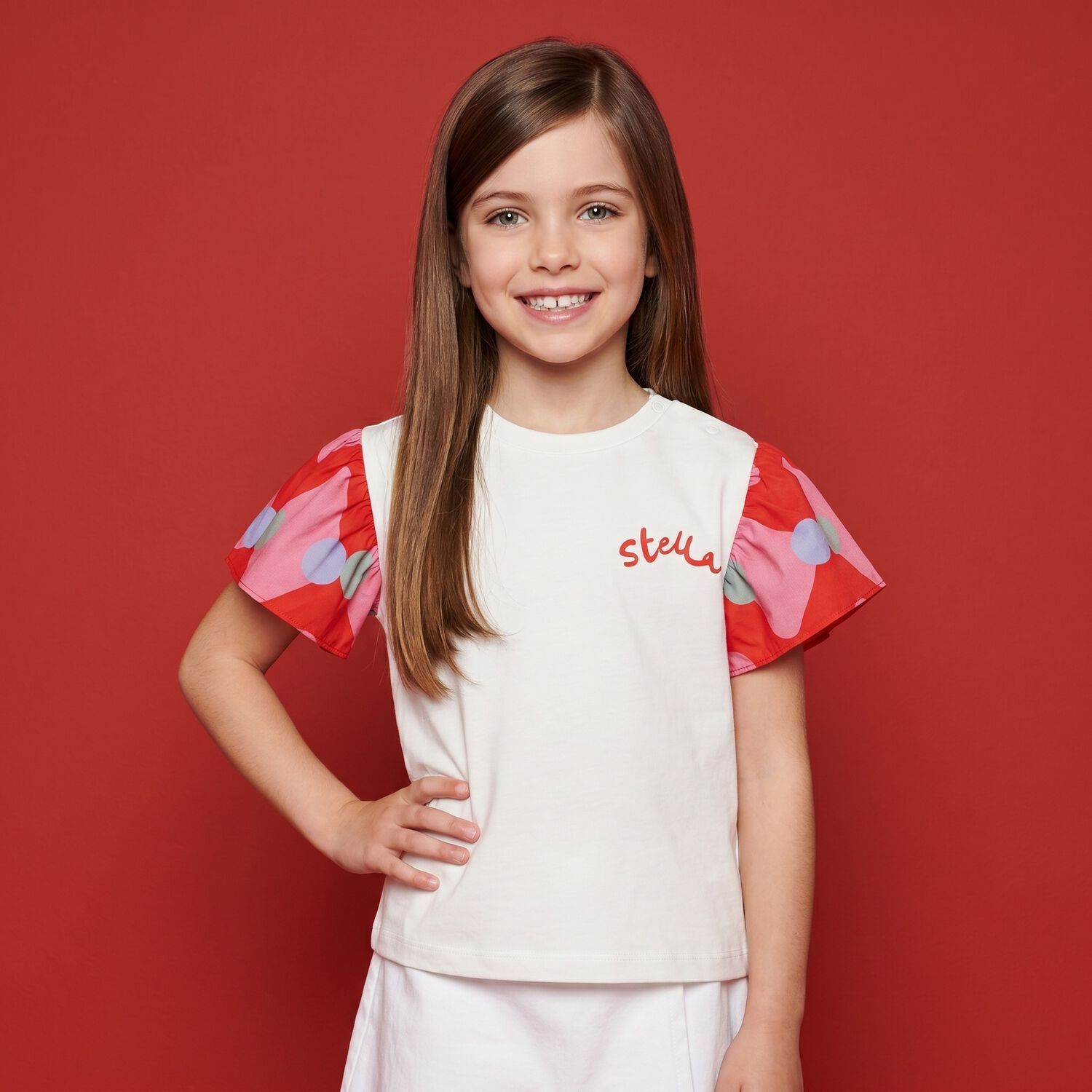 Younger Girls Ivory Logo T-Shirt, 1, hi-res
