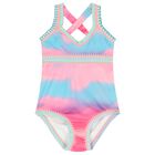 Girls Multi-Coloured Embroidered Swimsuit, 3, hi-res