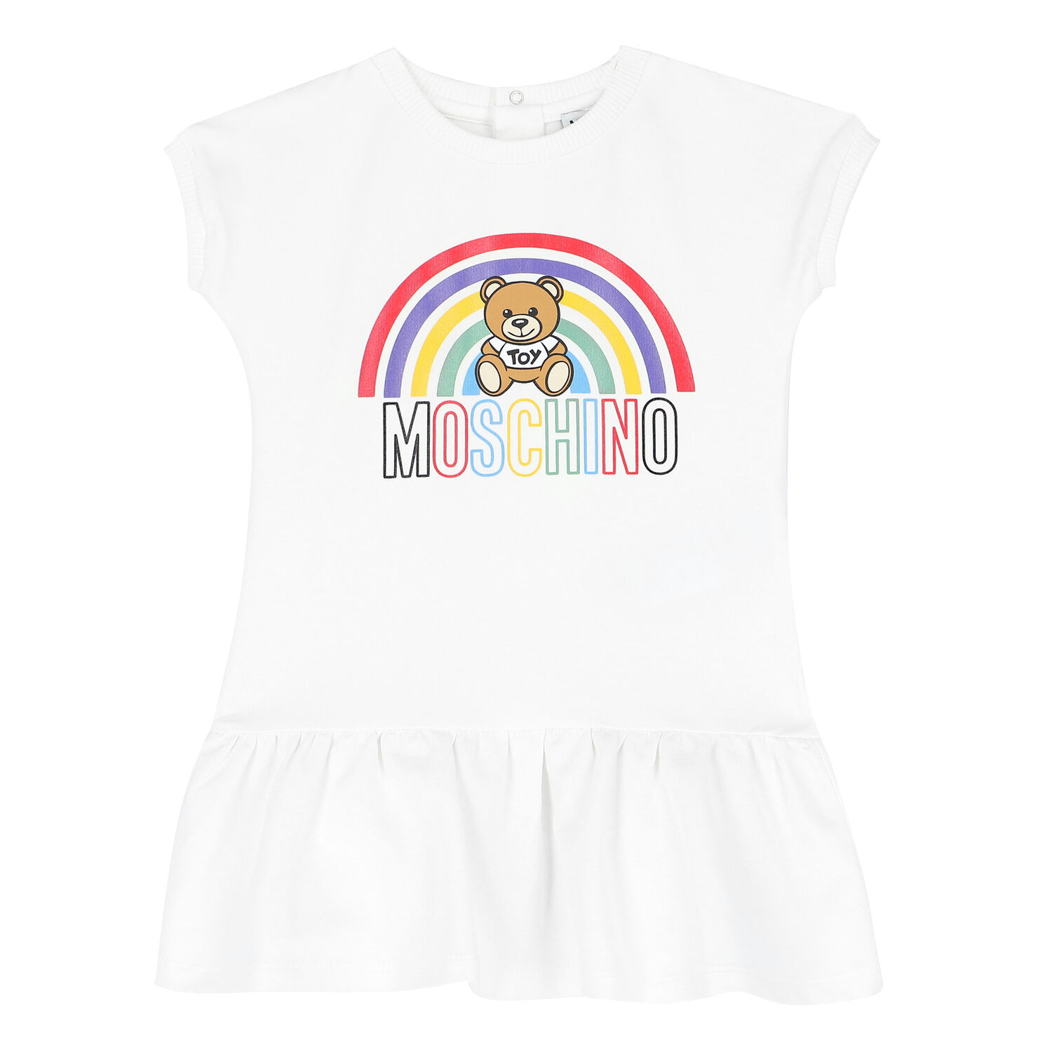 Younger Girls White Teddy Dress, 1, hi-res