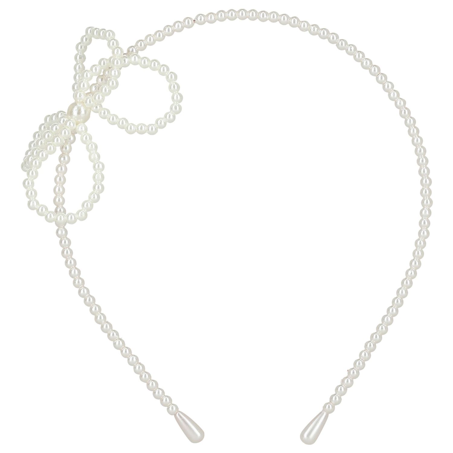Girls White Pearl Headband, 1, hi-res image number null