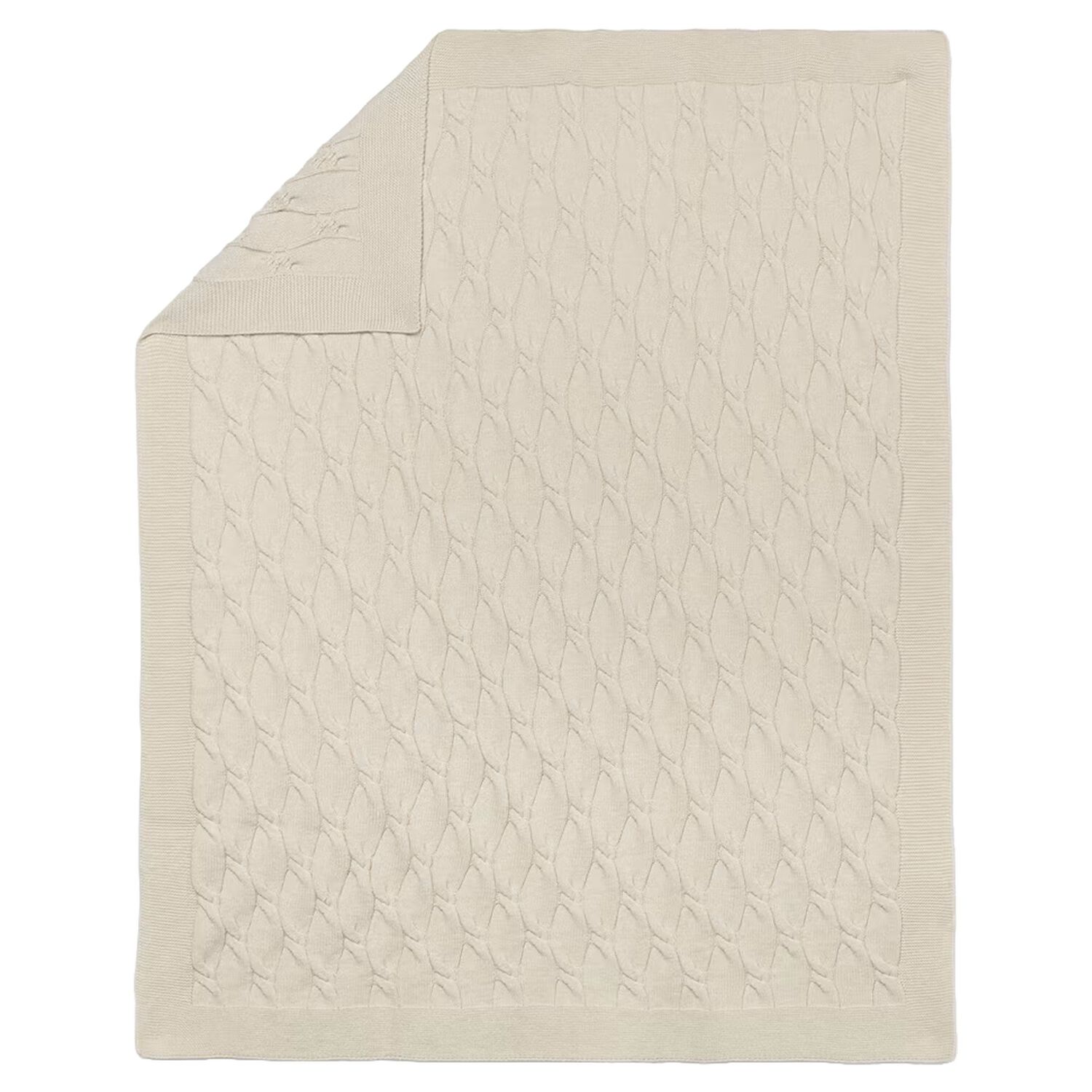 Beige Knitted Baby Blanket, 1, hi-res