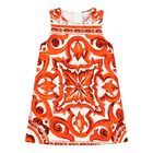 Baby Girls White & Orange Majolica Dress Set, 1, hi-res
