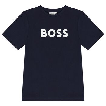 Boys Navy Blue Logo T-Shirt