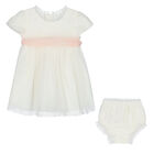 Baby Girls White & Pink Tulle Dress Set, 1, hi-res