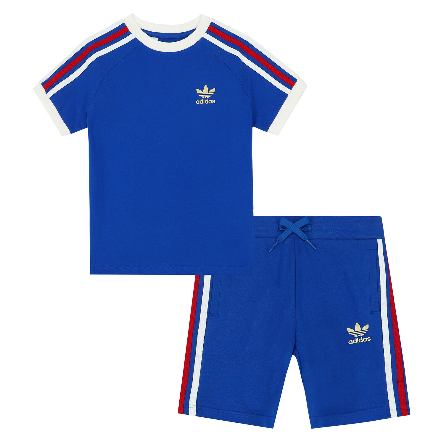 Blue 3-Stripes Logo Shorts Set, 1, hi-res