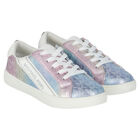 Girls Blue Iridescent Logo Trainers, 1, hi-res