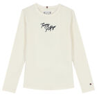 Girls Ivory Logo Long Sleeve Top, 1, hi-res