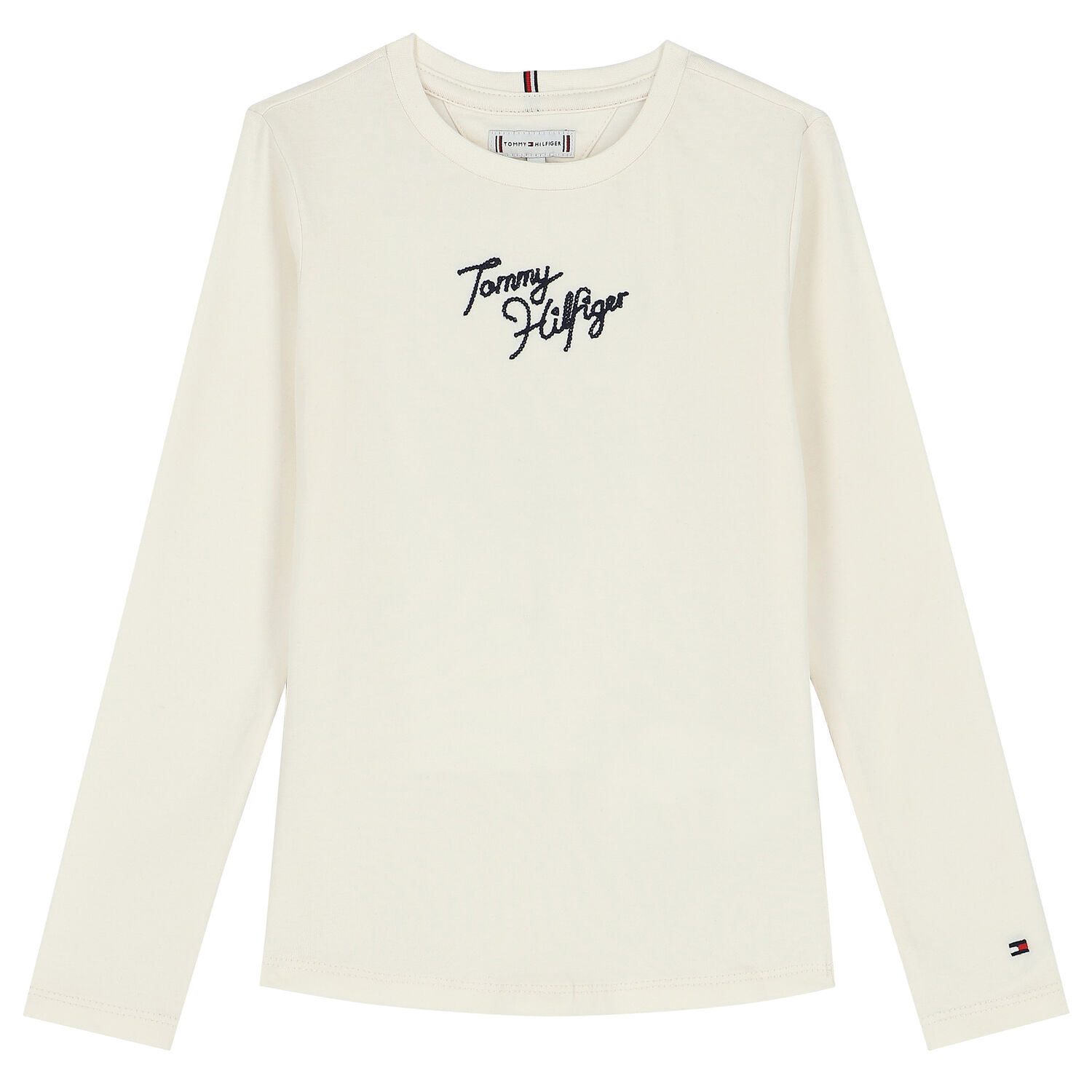 Girls Ivory Logo Long Sleeve Top, 1, hi-res