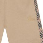 Beige Check Logo Shorts, 1, hi-res