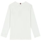 Boys White Logo Long Sleeve Top, 1, hi-res