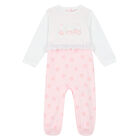 Baby Girls White & Pink Bunny Babygrow, 1, hi-res
