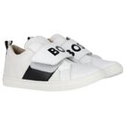 Boys White Logo Trainers, 2, hi-res