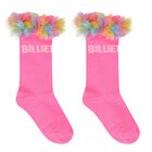 Girls Pink Ruffled Tulle Socks, 1, hi-res