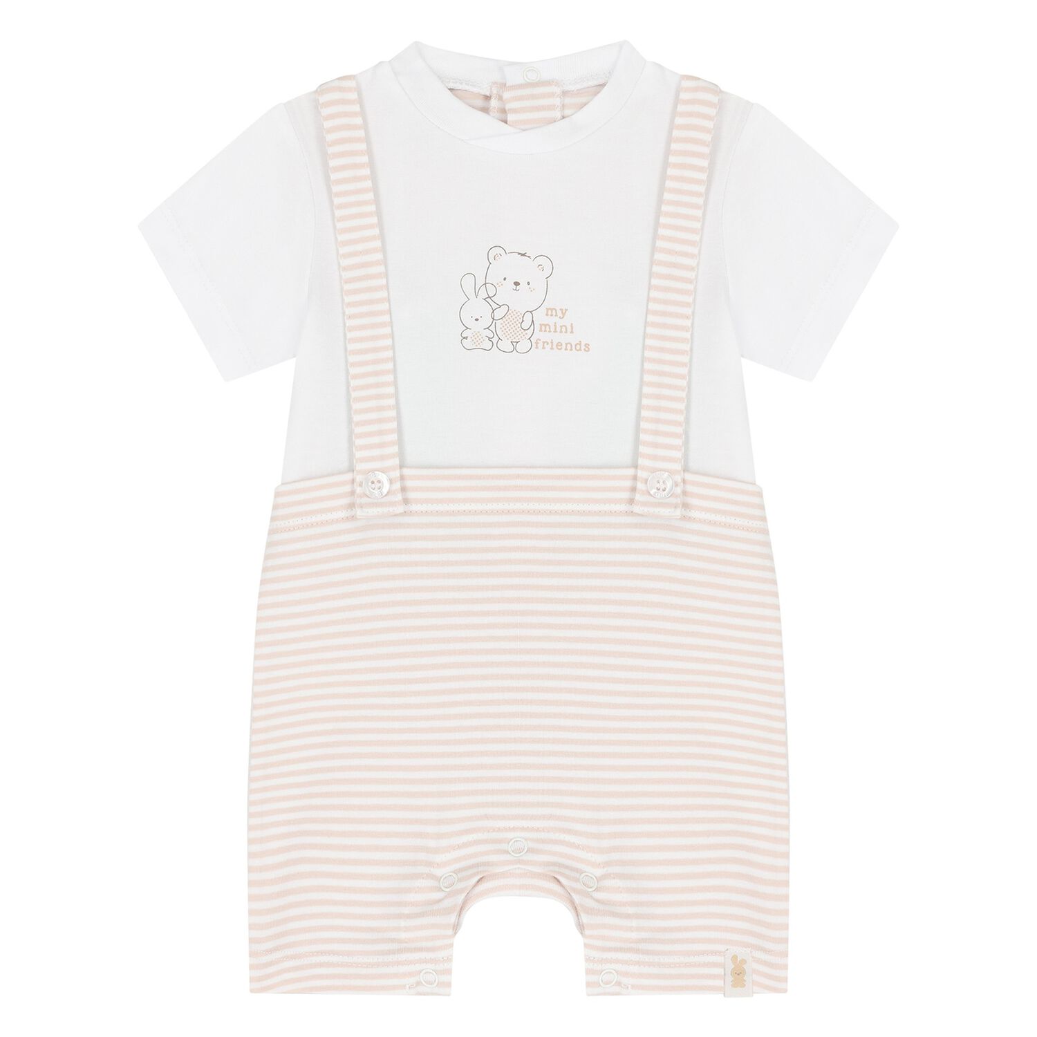 White & Beige Striped Baby Romper, 1, hi-res image number null