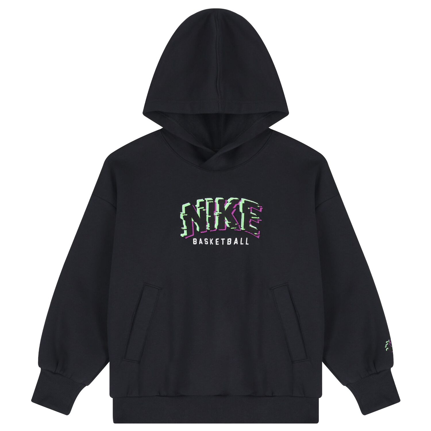 Boys Black & Green Logo Hooded Top, 1, hi-res