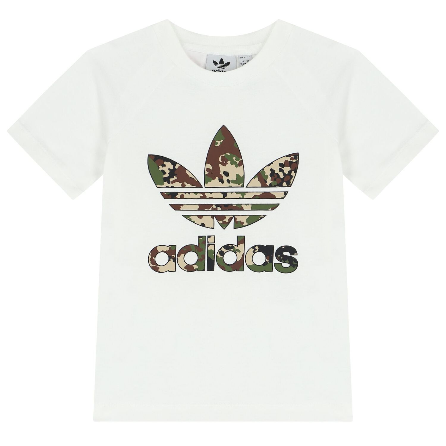 White & Green Trefoil Logo Shorts Set, 1, hi-res