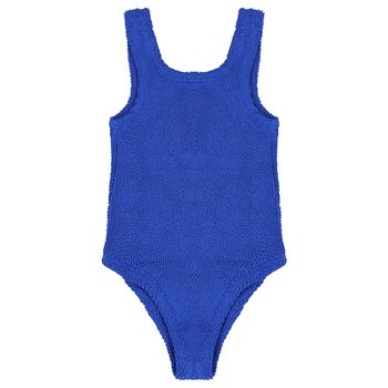 Girls Blue Bow Crinkle Swimsuit