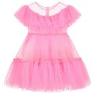 Girls Neon Pink Tulle Dress, 1, hi-res