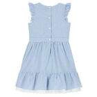 Girls White & Blue Striped Dress, 1, hi-res