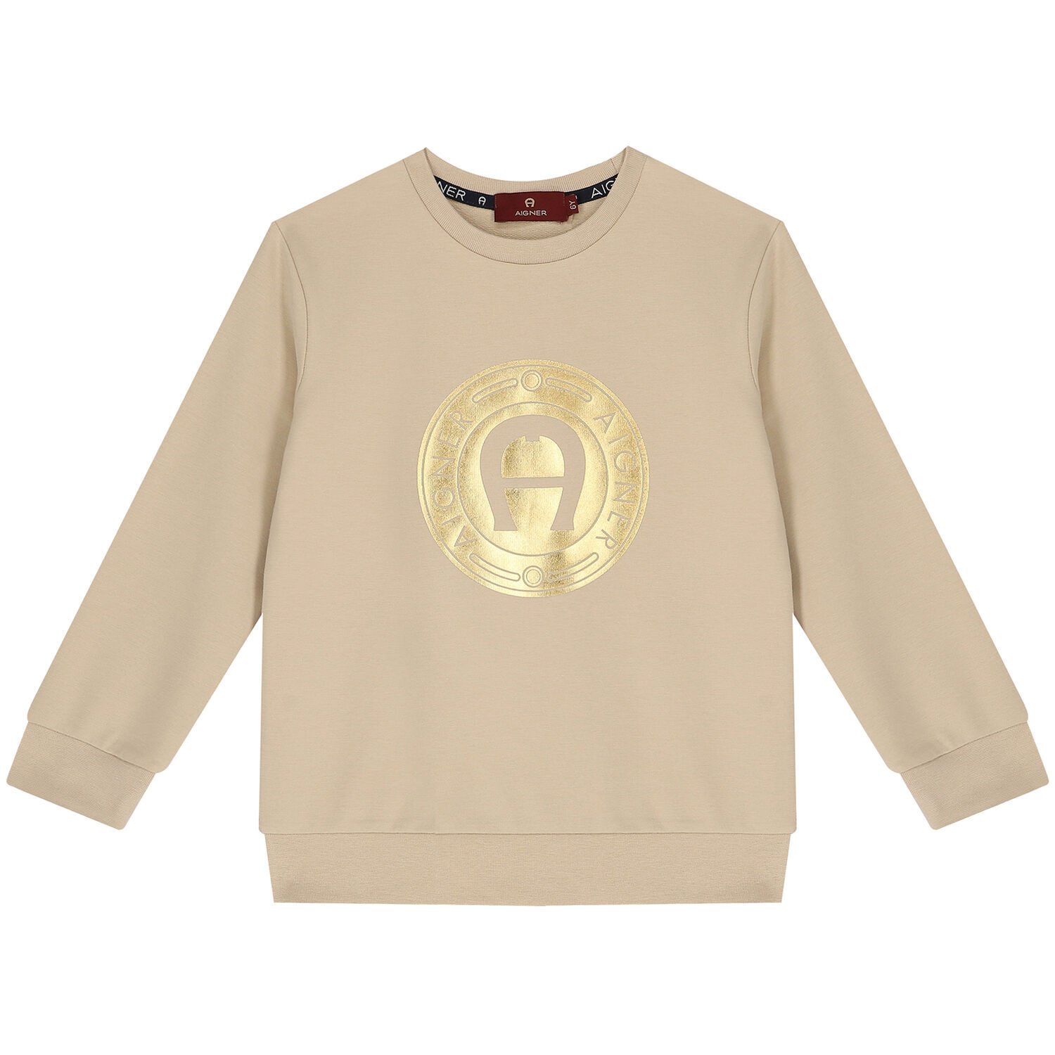 Boys Beige Logo Sweatshirt, 2, hi-res