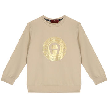 Boys Beige Logo Sweatshirt