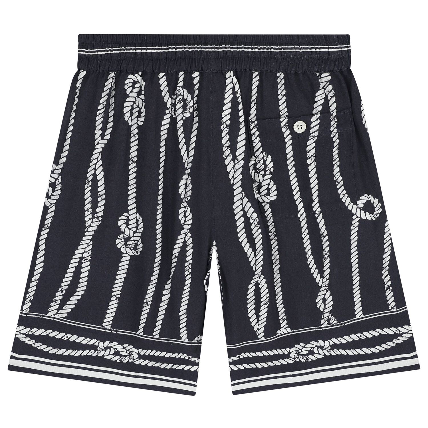 Boys Navy Blue Rope Shorts, 1, hi-res