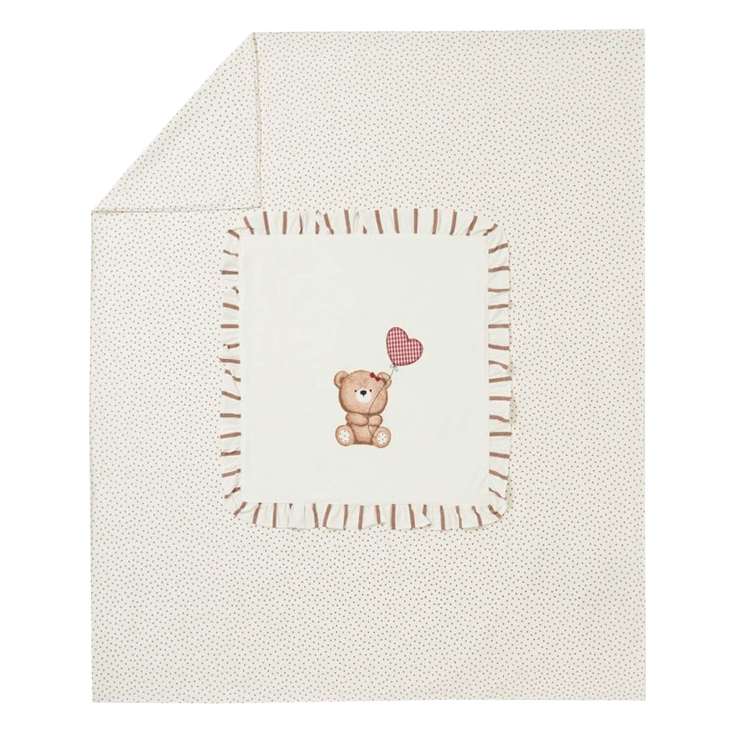 Baby Girls Ivory Teddy Bear Blanket, 1, hi-res