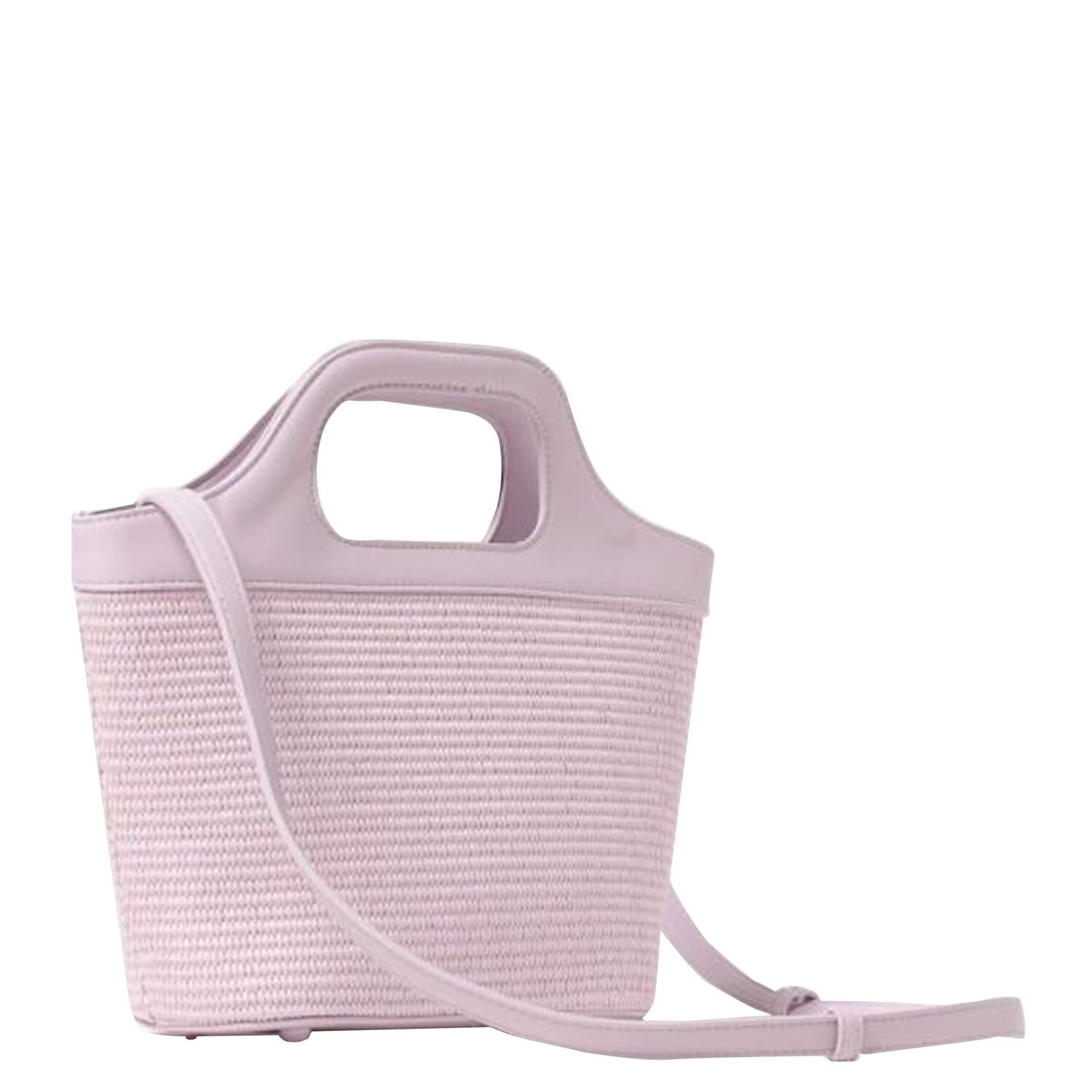 Girls Pink Straw Handbag, 3, hi-res