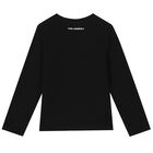 Girls Black Logo Long Sleeve Top, 1, hi-res